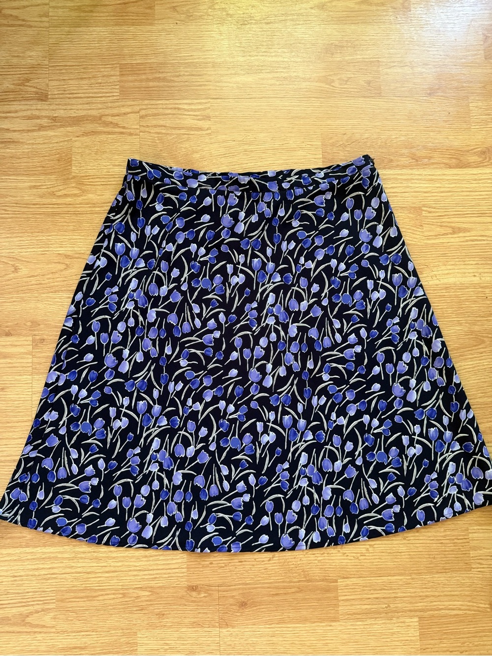 Vintage 90s Dressbarn Purple Tulip Floral Midi Skirt Size 14 Excellent Cond